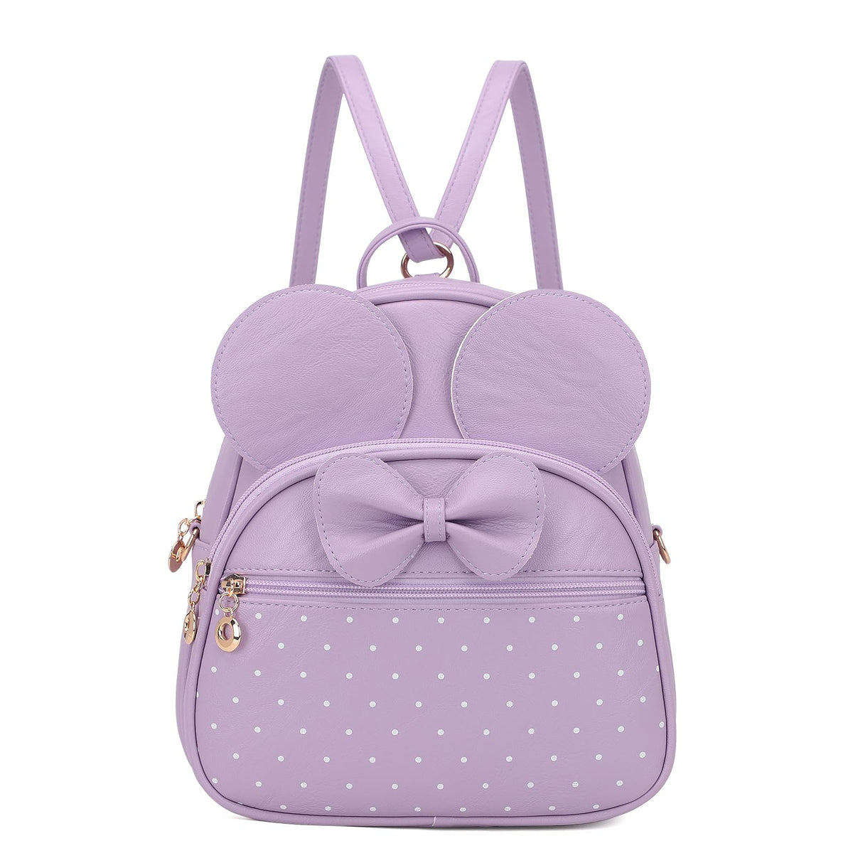 KL928 Girls Mini Backpack Bowknot Polka Dot Cute Daypacks Convertible Shoulder Bag Purse for Women (L.Purple)