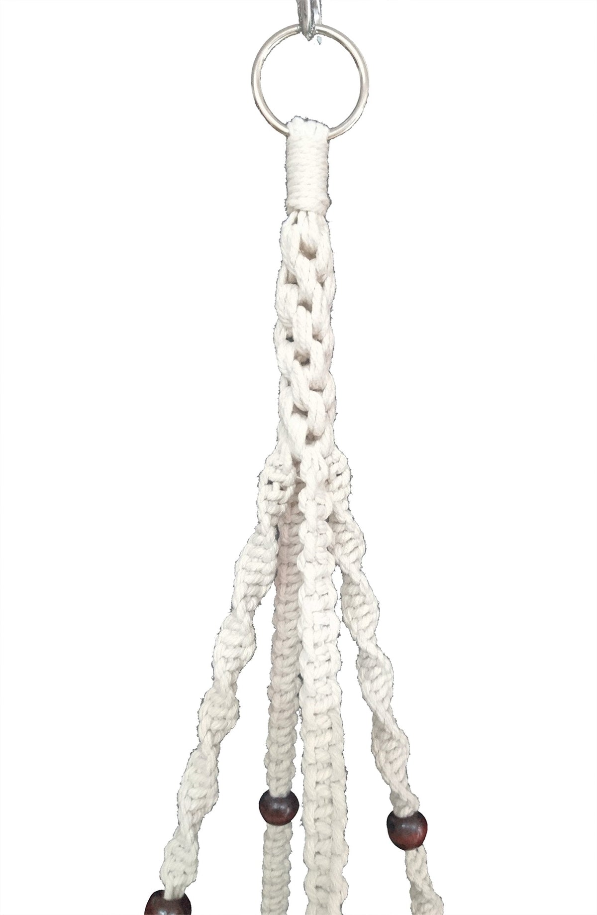 1 PCS Macrame Plant Hanger & Holder, Hanging Planter 4 Legs Double Deck for 8 inch to 10 inch Two Pots Indoor Outdoor Hanging Planter Hemp Rope 67 Inch with Metal Ring (Cotton)