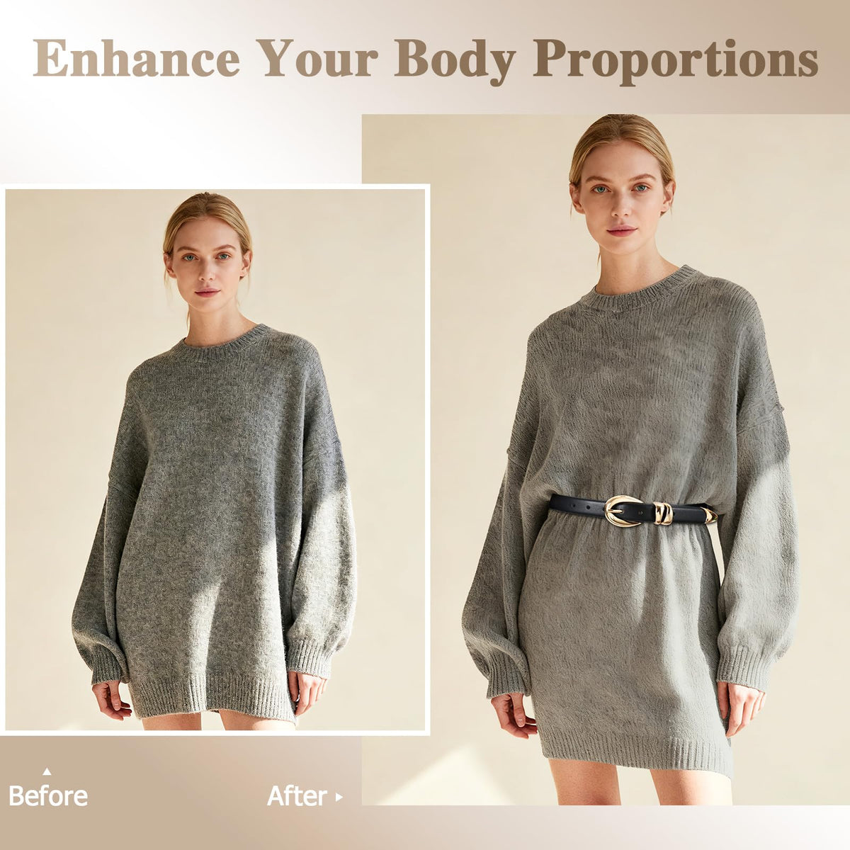 AI DEEBLUE Belts for Women – Fashion Womens Belts for Jeans Dresses Pants Chic Minimalist Black Belt