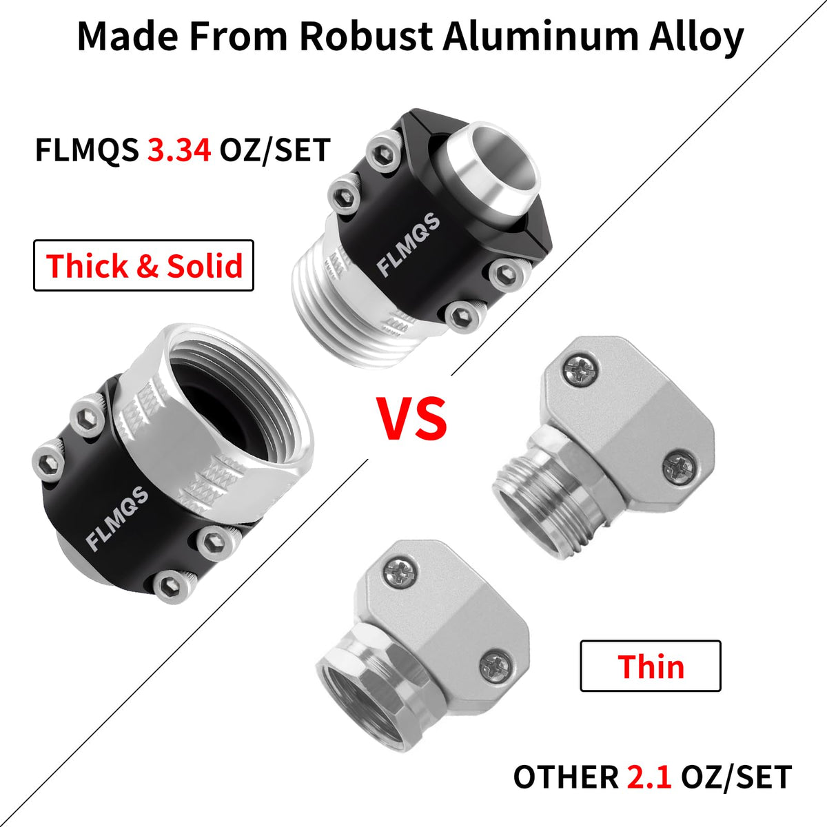 FLMQS Garden Hose Repair Connector Kit with Clamps, Fits 3/4" or 5/8" Garden Hoses, Leak-Proof Male and Female Hose Adapter, 3 Sets White