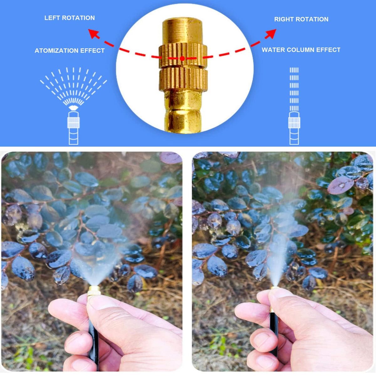 New drip Irrigation kit, Automatic Garden Watering System, Quick Connector and 360-degree Bending Dropper atomizing Copper Nozzle, Garden Plant Lawn Courtyard Watering System. (50FT)