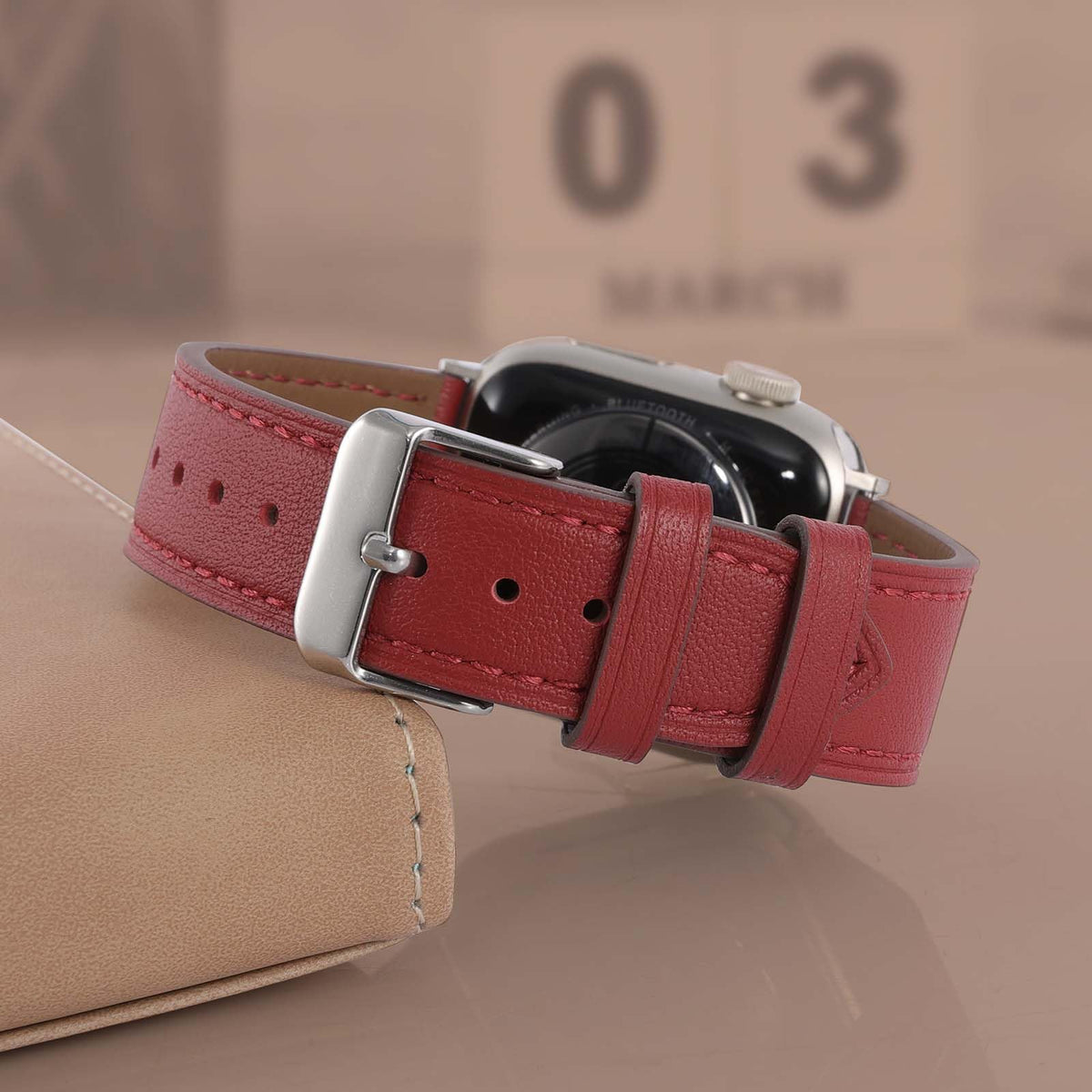 Biggyboom Soft Genuine Leather Bands Compatible with Apple Watch Band 42mm 41mm 40mm 38mm for Women Men, Sweat Wear Resistant Leather Replacement Strap for iWatch Series 11 10 9 8 7 6 SE 5 4 3 2 1