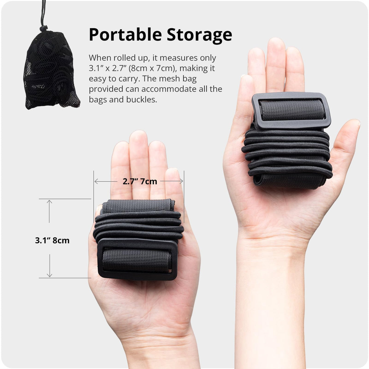 Luggage Straps 3 PCS for Suitcases TSA Approved 2 Short & 1 Long Adjustable Straps with Elastic Thick Rope for Connecting Suitcases and Bags Stably with a Strap Buckle and a Bottle Clip, Black