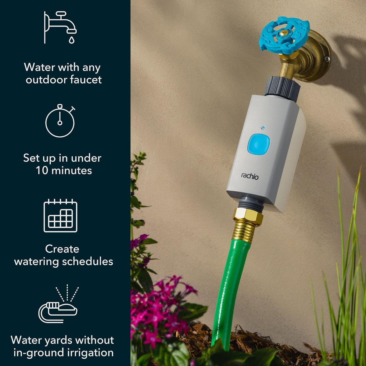 Rachio Smart Hose Timer (1 Valve Only) – App-Controlled Outdoor Faucet Timer, Quick Install & Scheduling, Expandable System - Requires WiFi Hub