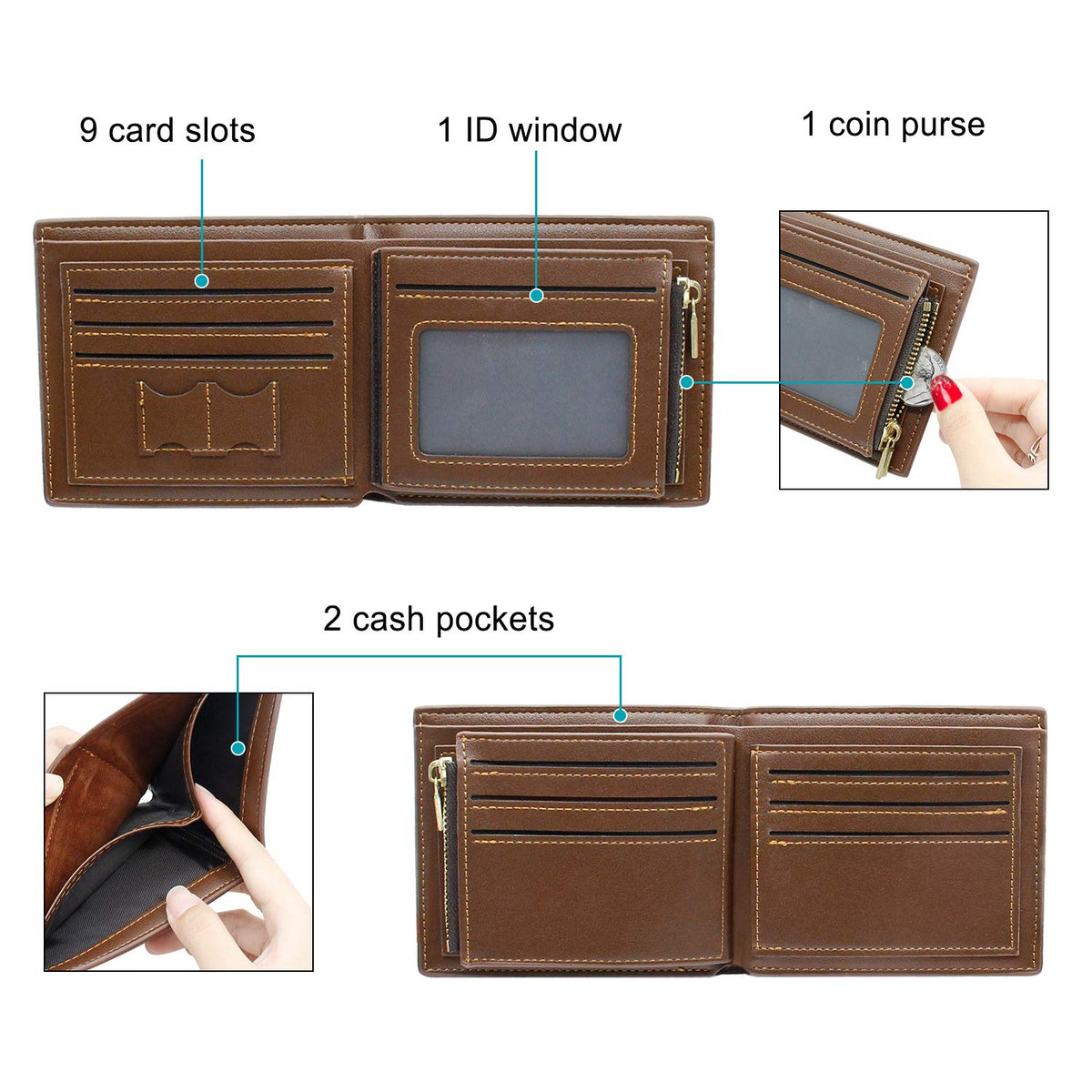 Amlion Custom Engraved Wallets Personalized Photo Leather Wallet Men,Husband,Dad,Son,Personalized Gifts (Style 1)