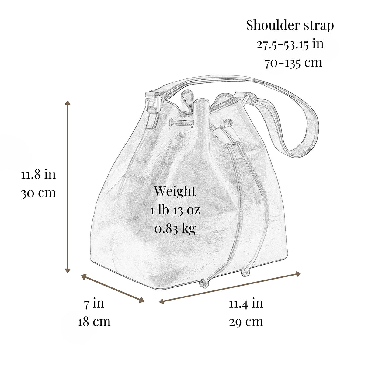 Time Resistance Leather Bucket Bag - Full-Grain Leather Handbag for Women - Italian Purse Shoulder Bag (Cognac Brown)