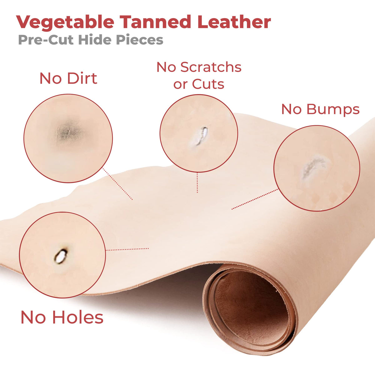 ELW Full Grain Cowhide Leather 4-5 oz [1.6-2mm] Thickness in Pre-Cut Size: 2.5-4 SQ FT, AB Grade Hide Vegetable Tanned Leather Using for Tooling, Carving, Molding, Dyeing Material for Craft, Hobby