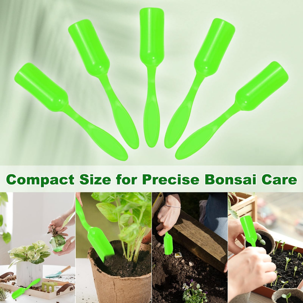M METERXITY 10-Pack Mini Gardening Shovel Spoons, Plastic Garden Soil Scoops for Cultivation Digging Transplanting/Flower Planting/Plant Succulent, Colorful Small Gardening Tools [Green]
