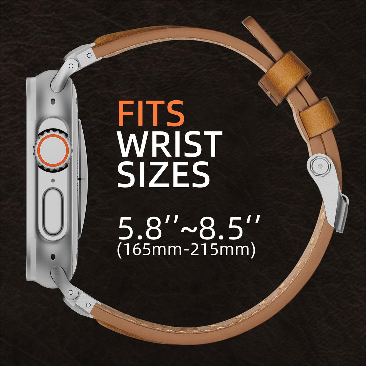 Genuine Leather Band Compatible with Apple Watch Ultra Band 49mm 46mm 45mm 44mm for Men,Vintage Genuine Leather Replacement Strap for iWatch Ultra 3 2 1,SE 3 2 1,series 11 10 9 8 7 6 5 4