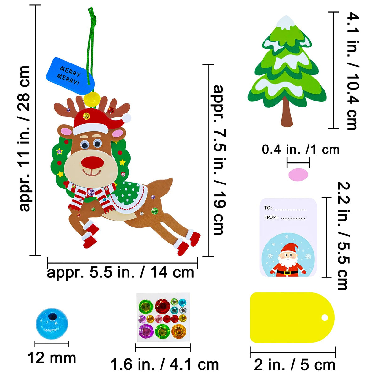 Winlyn 24 Sets Christmas Craft Kits Winter Crafts DIY Xmas Reindeer Ornaments Decorations Festive Foam Stickers Christmas Arts and Crafts for Kids Holiday Home Classroom Art Activities Party Favors
