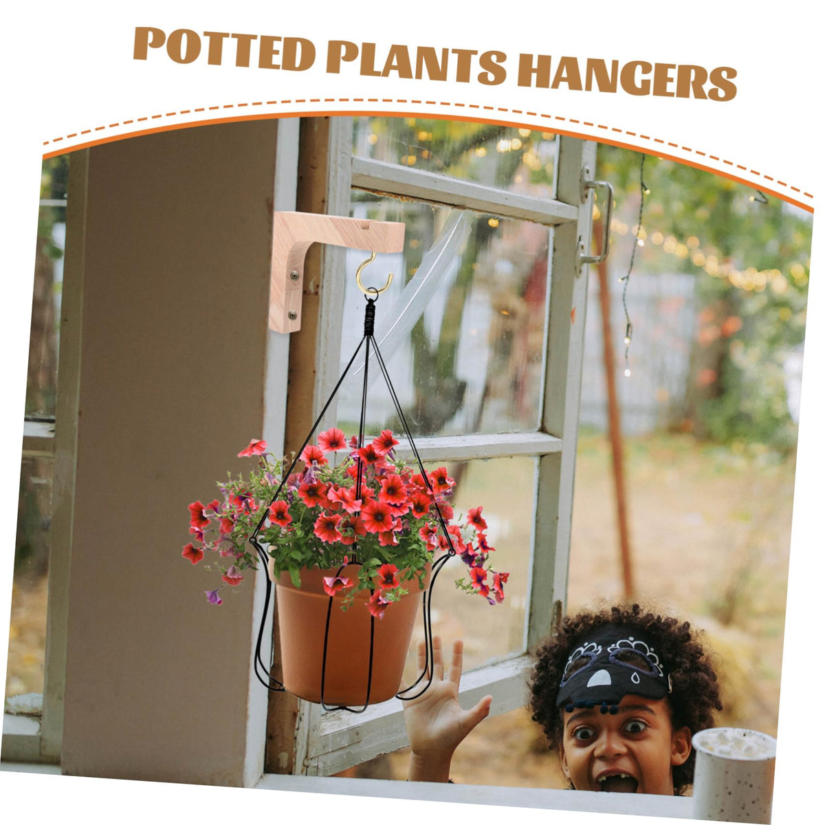 IMIKEYA Wooden Plant Hanging Hooks 2pcs Heavy-Duty Wall Plant Hanger Brackets for Indoor and Outdoor Use Natural Wood Color