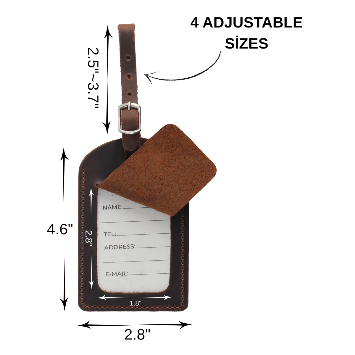 Toprank Leather Luggage Tag for Suitcase – Full Grain Leather Travel ID Tag with Privacy Cover, Buckle Strap & Information Card – Durable Baggage Tag (Tan, 2 Pack)