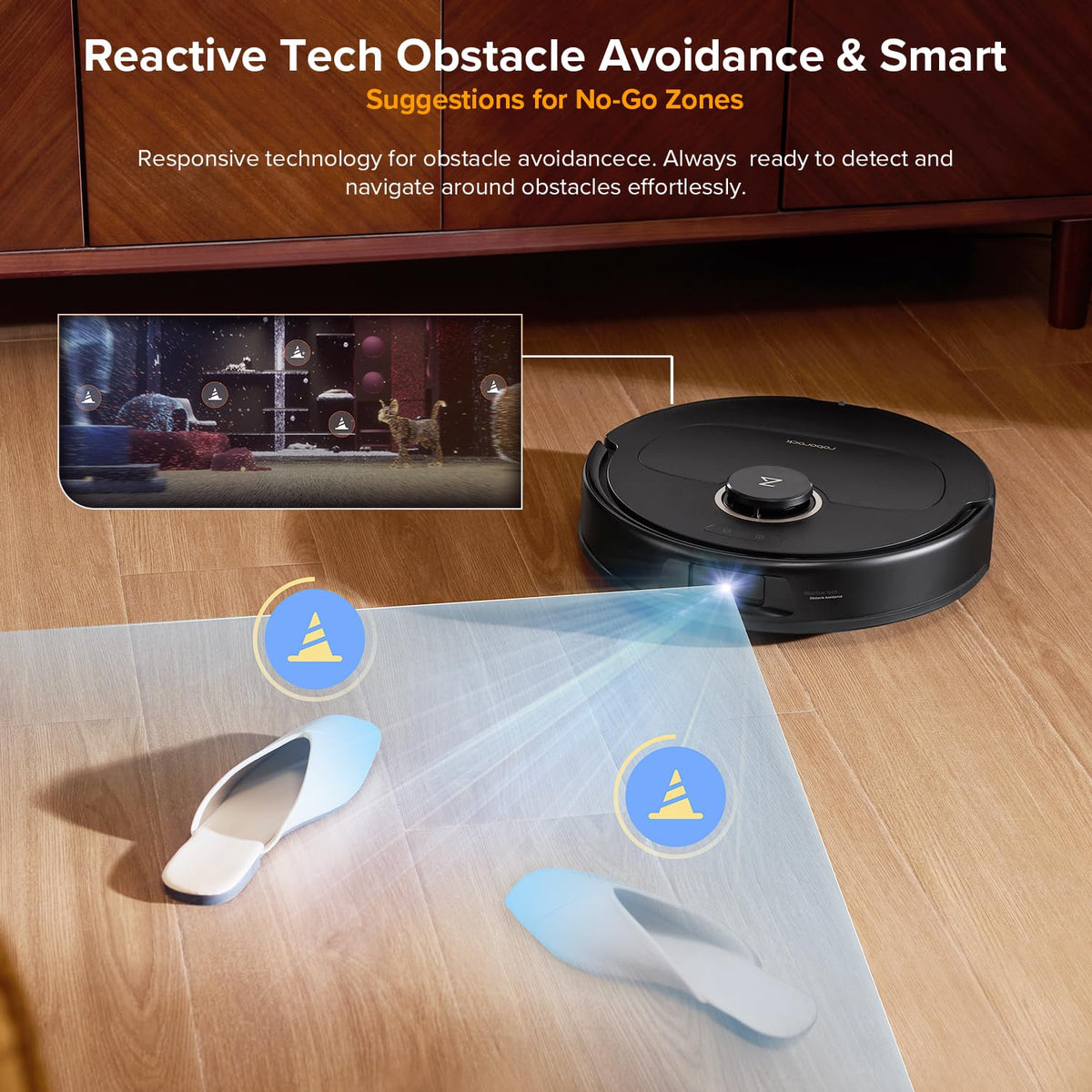 roborock Qrevo S5V Robot Vacuum and Mop, FlexiArm Edge Mopping, 12,000Pa Suction, Dual Zero-Tangle System, Smart Obstacle Avoidance, 10mm Mop Lifting, Auto Mop Washing&Drying, Self-Emptying&Refilling