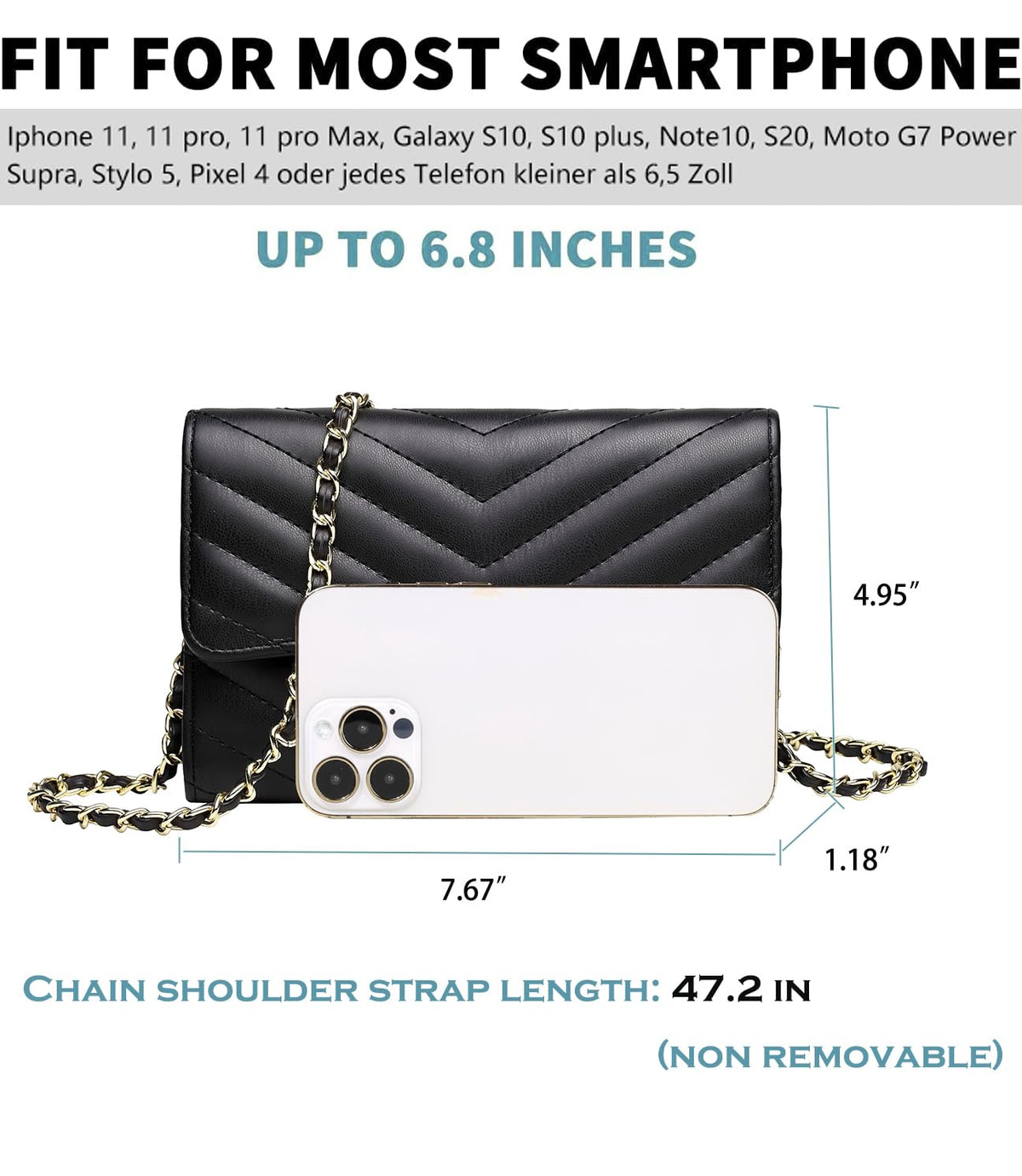 YAZEKOUS Small Crossbody Bags for Women, Small Purses Crossbody Purses for Women, Cell Phone Purse with Card Slots for Travel Daypack Black