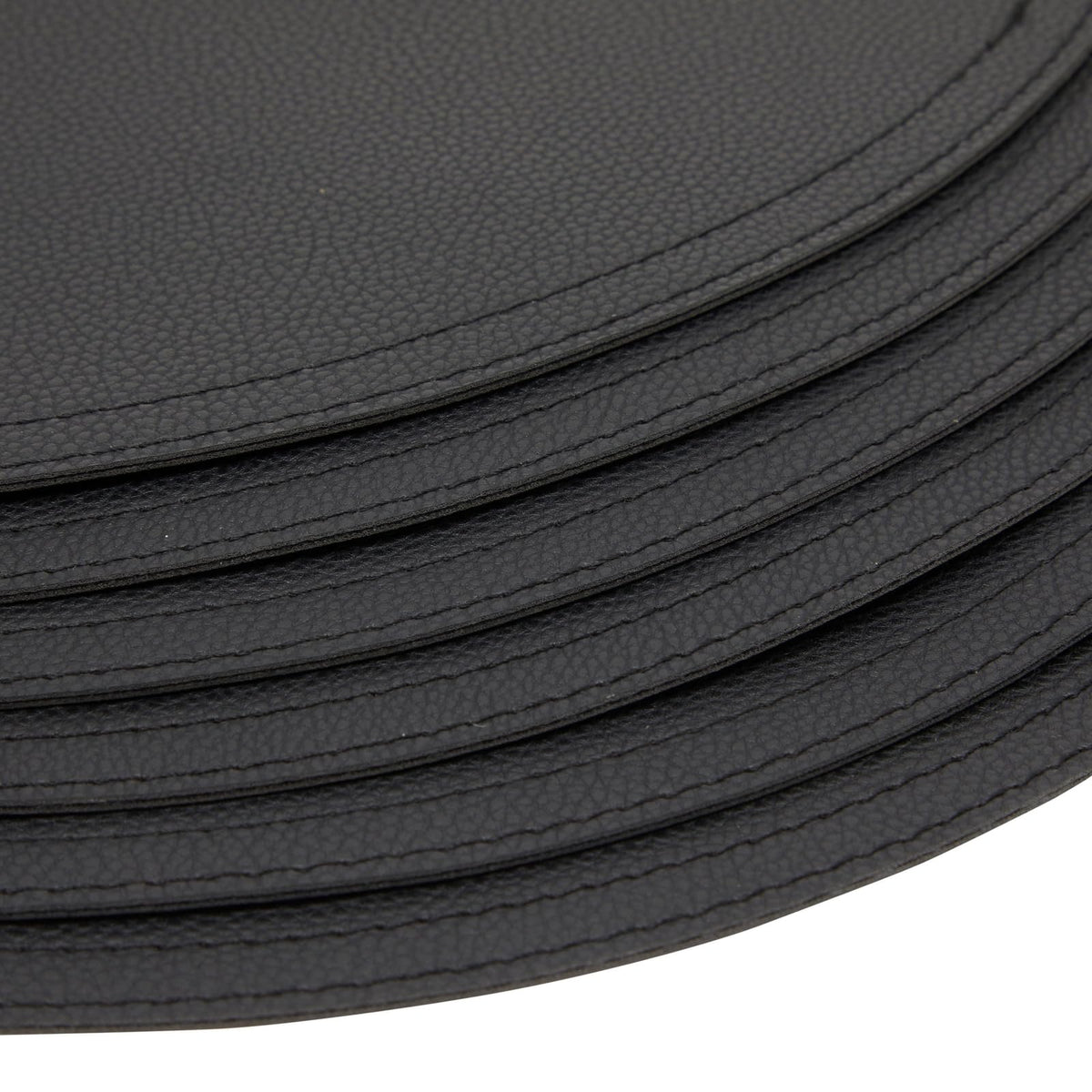 Juvale Round Vegan Leather Table Placemats & Coasters - Waterproof & Heat-Resistant Dining Table Decor - Easy Wipe-Clean Kitchen Decor - Durable Everyday Placemats - Black, 13.4", Set of 6