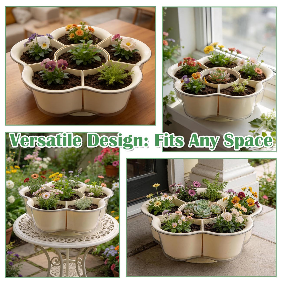 Plant Pots Indoor, 2 Pack Rotating Flower Pots with Drainage Holes & Clear Saucer (12 Small Bonsai Nursery Pots) Visible Water Level Bottom Watering Cactus Herbs Succulent Pots Planters Gardening Gift