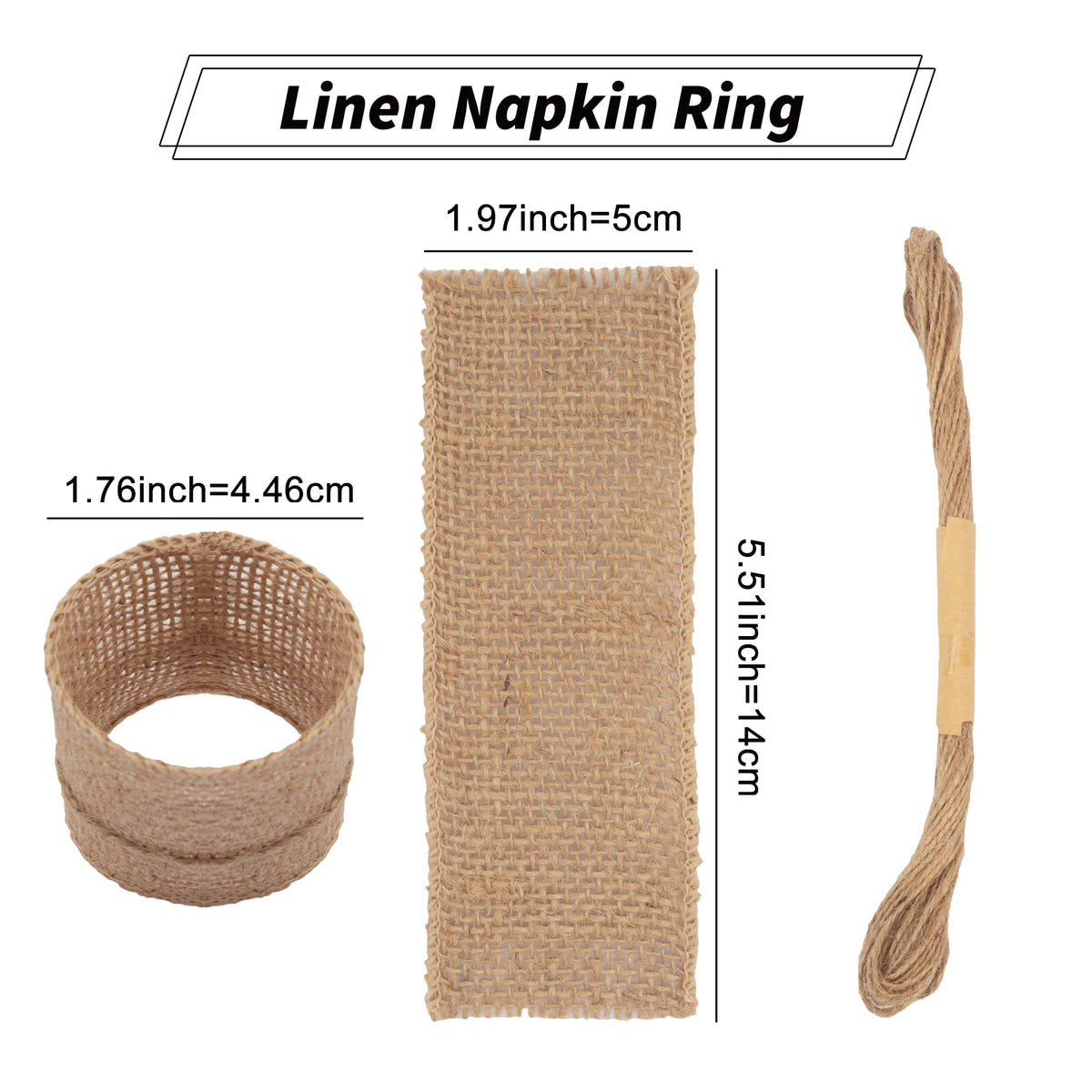 COMFORING 100pcs Burlap Napkin Rings with Wired Edge Disposable Napkin Rings Napkin Bands for Country Wedding Decorations Party Dinner Table Decorations