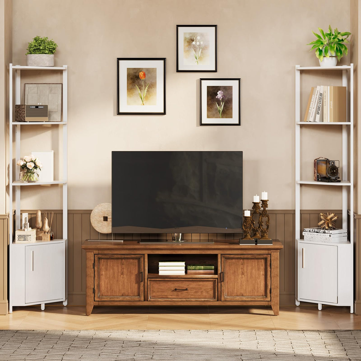 TrailBlaze 5-Tier Industrial Corner Bookshelf, Corner Storage Stand, Plant Stand Display Shelf, Easy Assembly Bookcase for Bedroom, Living Room, Home Office