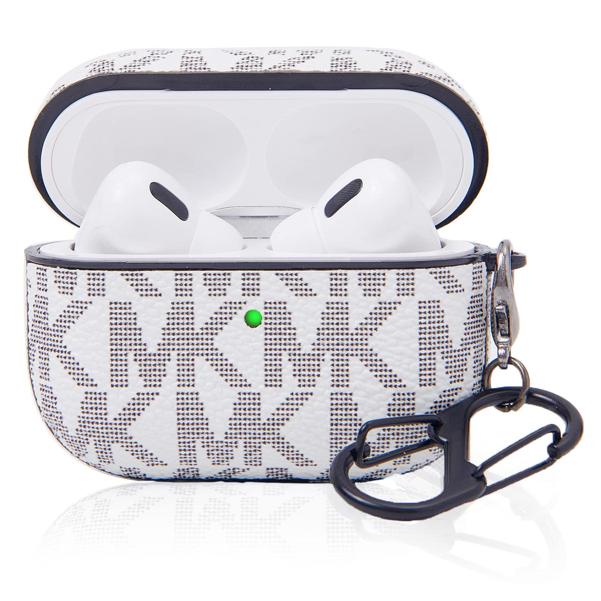 TANGABA for AirPods Pro 2nd Generation Case(2022), Full-Body Protective Leather Airpods Pro 2 Protective Cover with Keychain for AirPods Pro Wireless Charging Case, Front LED Visible-White