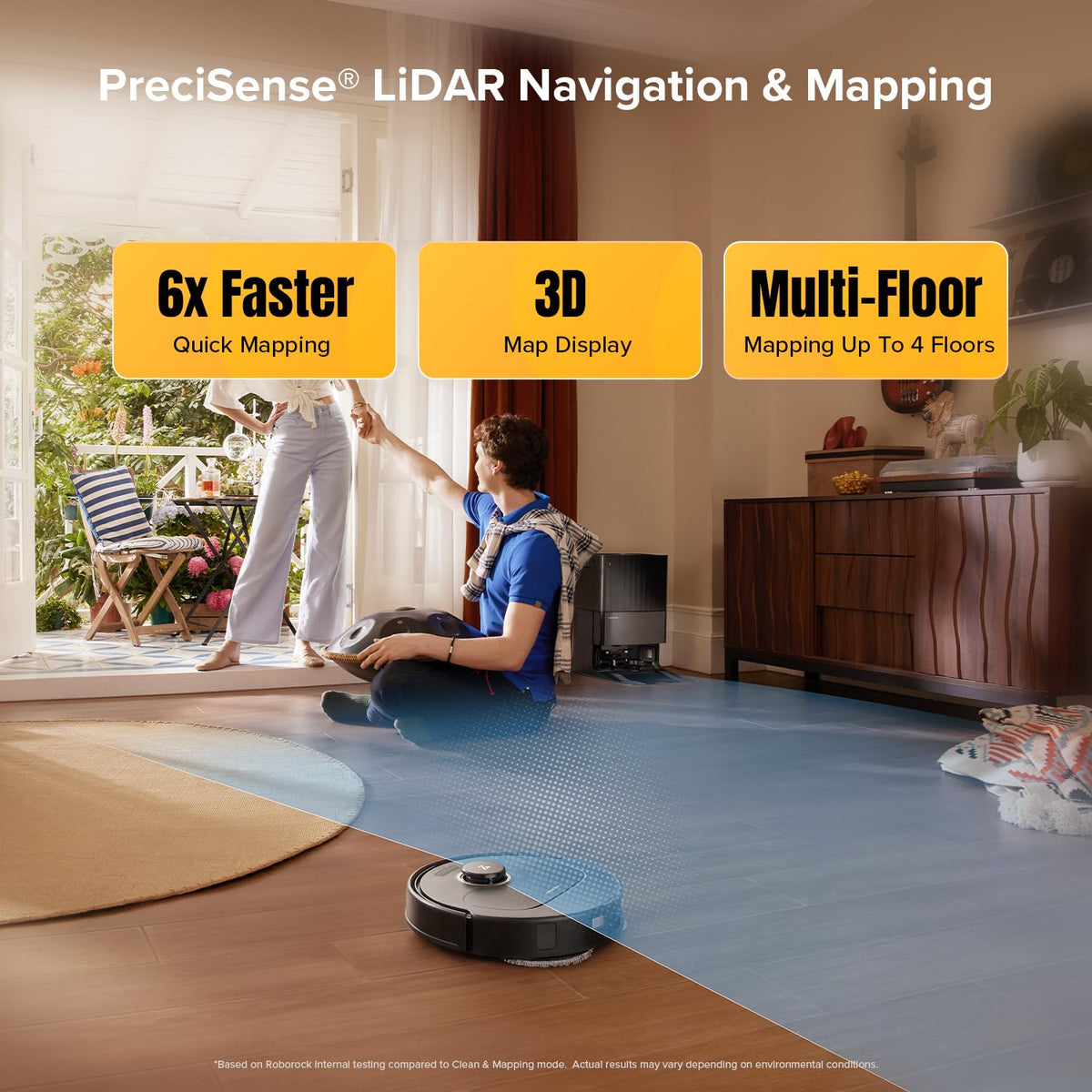 roborock Qrevo S5V Robot Vacuum and Mop, FlexiArm Edge Mopping, 12,000Pa Suction, Dual Zero-Tangle System, Smart Obstacle Avoidance, 10mm Mop Lifting, Auto Mop Washing&Drying, Self-Emptying&Refilling