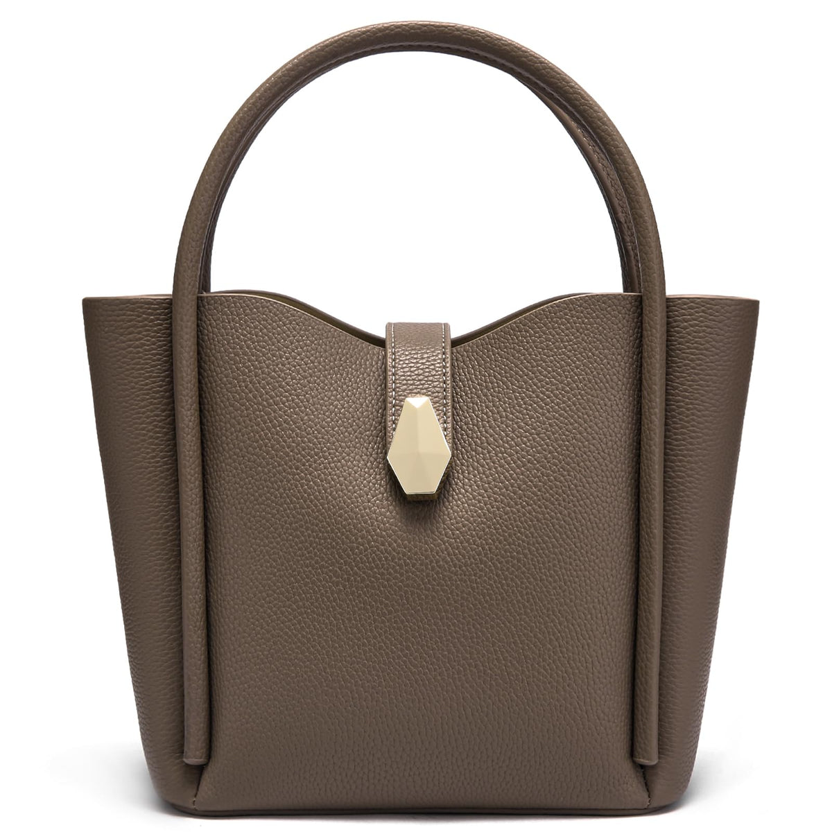 hedexe Leather Bucket Bags for Women: Designer Genuine Leather Tote Shoulder Purse - Fashion Ladies Satchel Handbag (Grey)