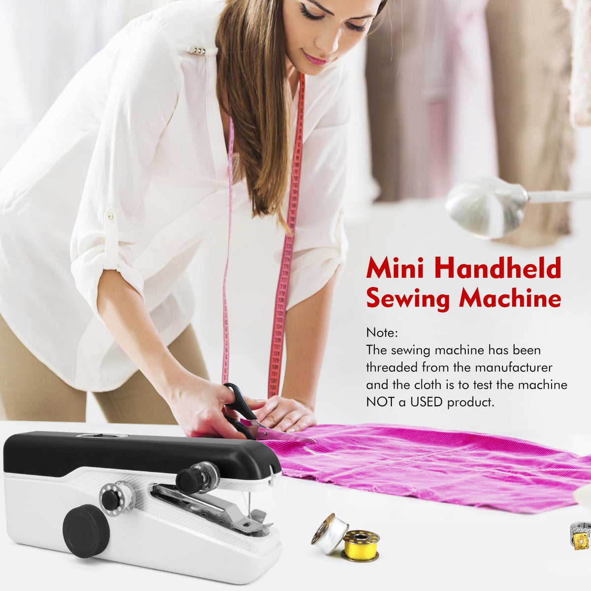 Xamanabu Handheld Sewing Machine, Mini Portable Sewing Machine for Beginners, Electric Fast Stitching, DIY Fabric Clothes Repair Kit, Home Travel Mending Machine with Accessories