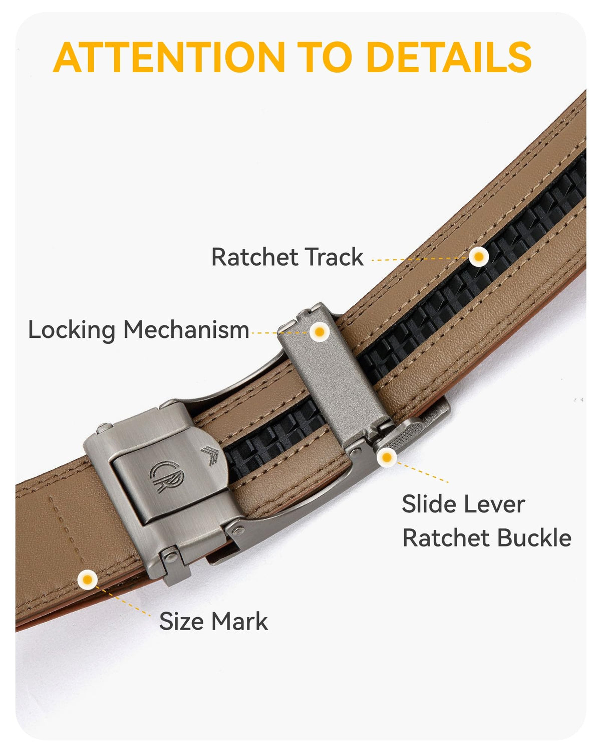 CHAOREN Leather Ratchet Belt for men 1 3/8" for Dress Pants - Micro Adjustable Belt Fit Everywhere