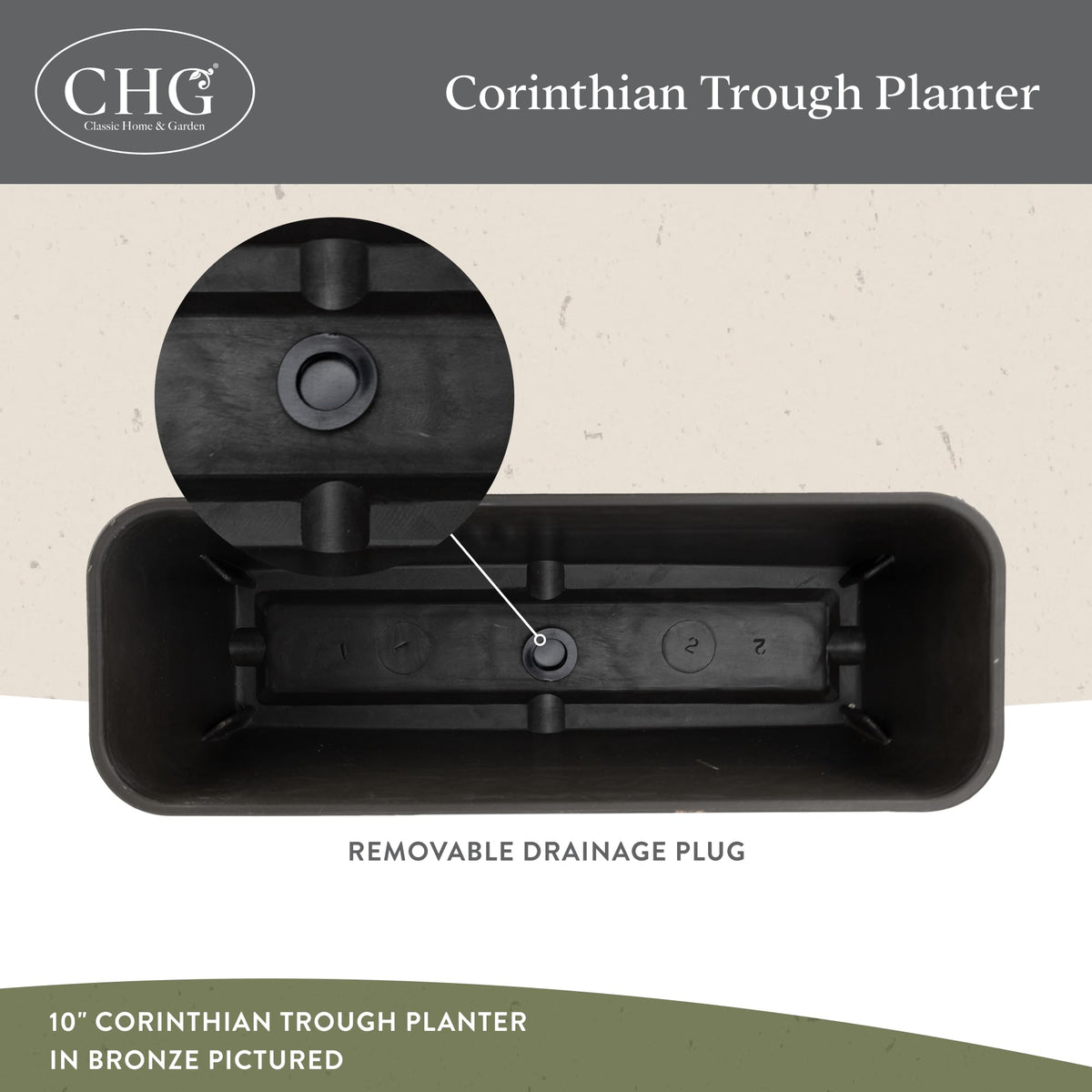 Classic Home and Garden Corinthian Trough Planter 10" Slate Blue