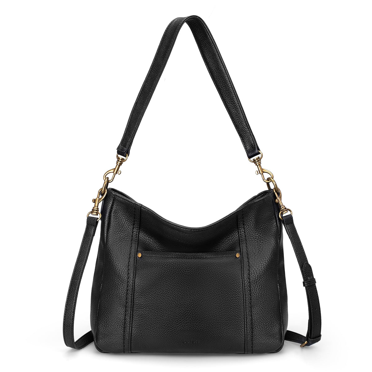 befen Black Genuine Leather Hobo Crossbody Bags for Women Retro Leather Purses Handbags Shoulder Bag with 2 Shoulder Straps