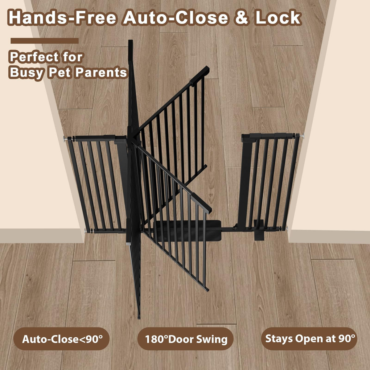 Amibud 41" Extra Tall Baby Gate for Big Dog No Jumping Over,54.7-63.0" Wide Pet Safety Gate Indoor for Doorways No Drilling,Auto Close Child Puppy Gates for Stairways Pressure Mounted (Black)