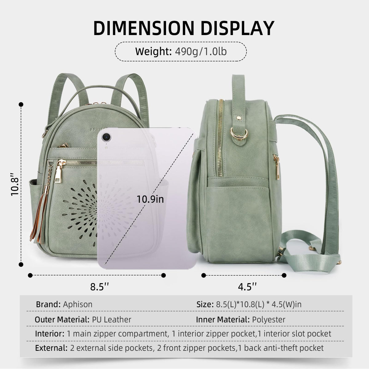 APHISON Small Backpack Purse for Women Cute PU Leather Mini Backpacks Ladies Casual Lightweight Travel Daypack Waterproof