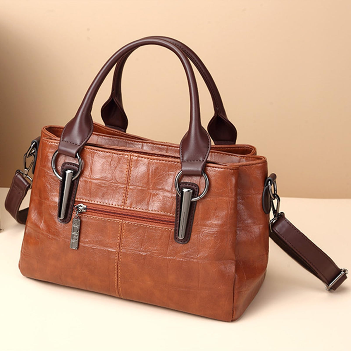 mcuvaec Handbags and Purses for women Vegan Leather Tote Bag for Women Satchel Shoulder Bags Travel Purse with Compartments (Brown)