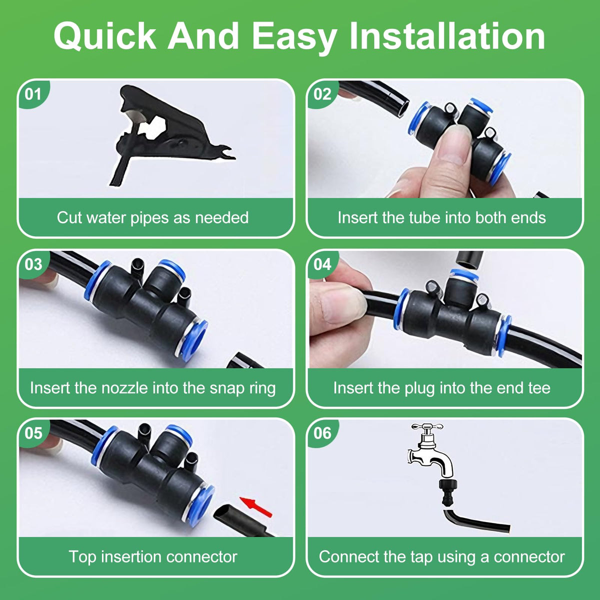 360° Adjustable Drip Irrigation System-50FT Garden Watering System with 16 Brass Nozzles,Irrigation System for Garden/Yard/Lawn,Greenhouse Accessories, 5/16" Tubing Garden Irrigation System