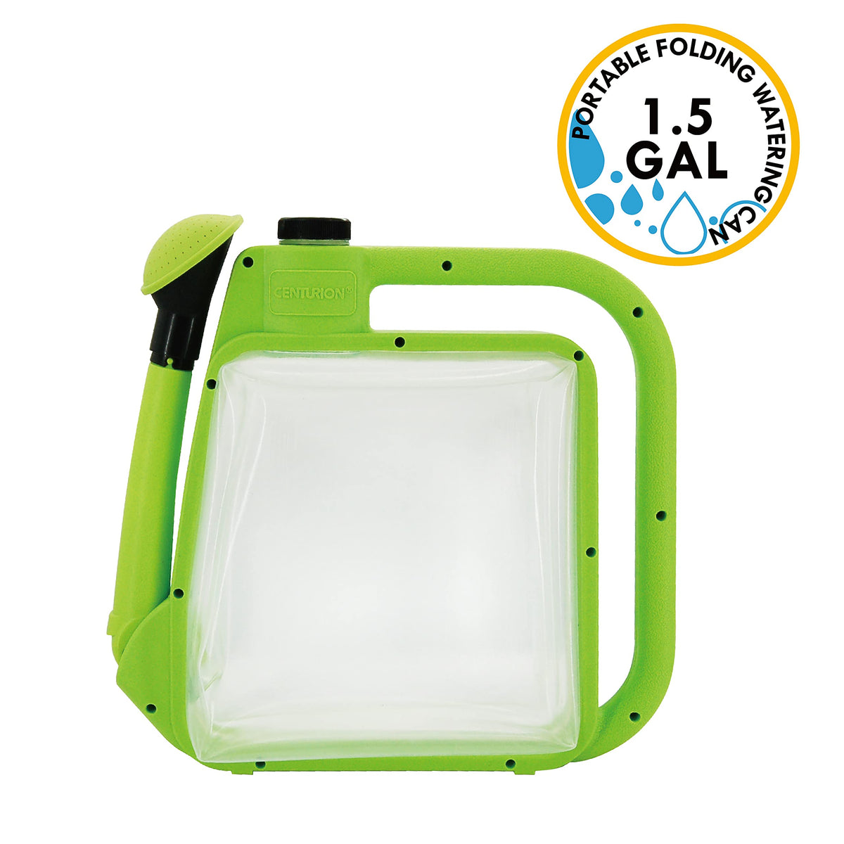 Centurion 1407 Foldable Clear Plastic Watering Can,1½ Gal with Rotating Nozzle, Long Stem Spout, Compact Ergonomic Design with Sprinkler & Pouring System Ideal for Indoor/Outdoor Lawn & Garden - Lime