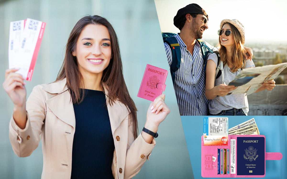 Passport Holder Cover Wallet RFID Blocking Leather Card Case Travel Accessories for Women Men (#Grey)