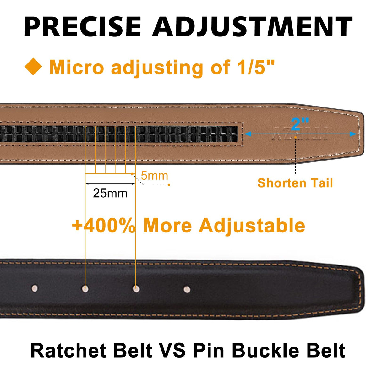 ITIEZY Ratchet Belts for Men - Leather Click Belt for Casual Dress 1 3/8", Mens Adjustable Belt Trim to Fit