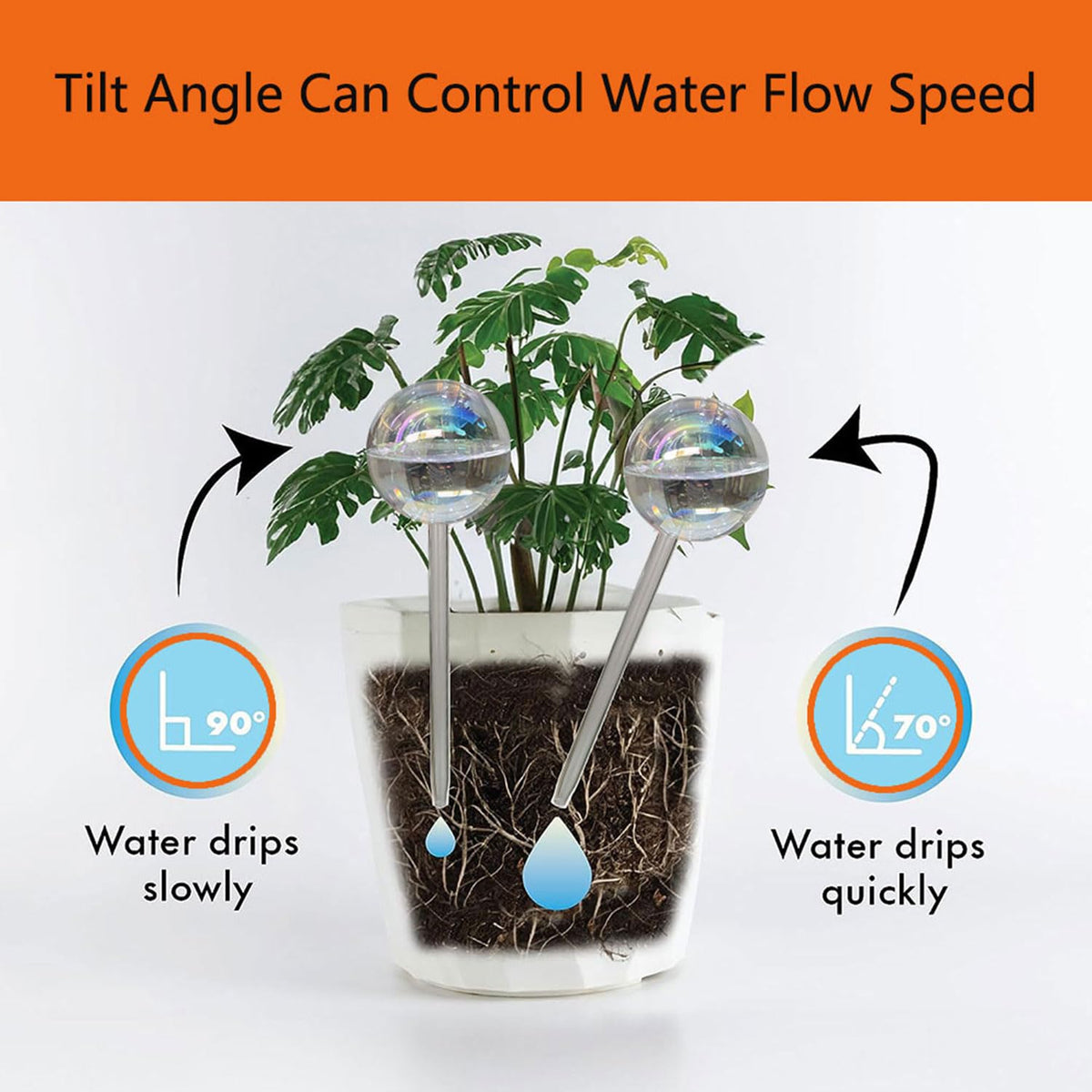 Vividaire Glass Plant Watering Globes, Water Plants While Away Slow Self Watering Planter Insert Bulbs for Outdoor Indoor Plants, Vacation Plant Watering System Devices (Iridescent Medium 3-Pack)