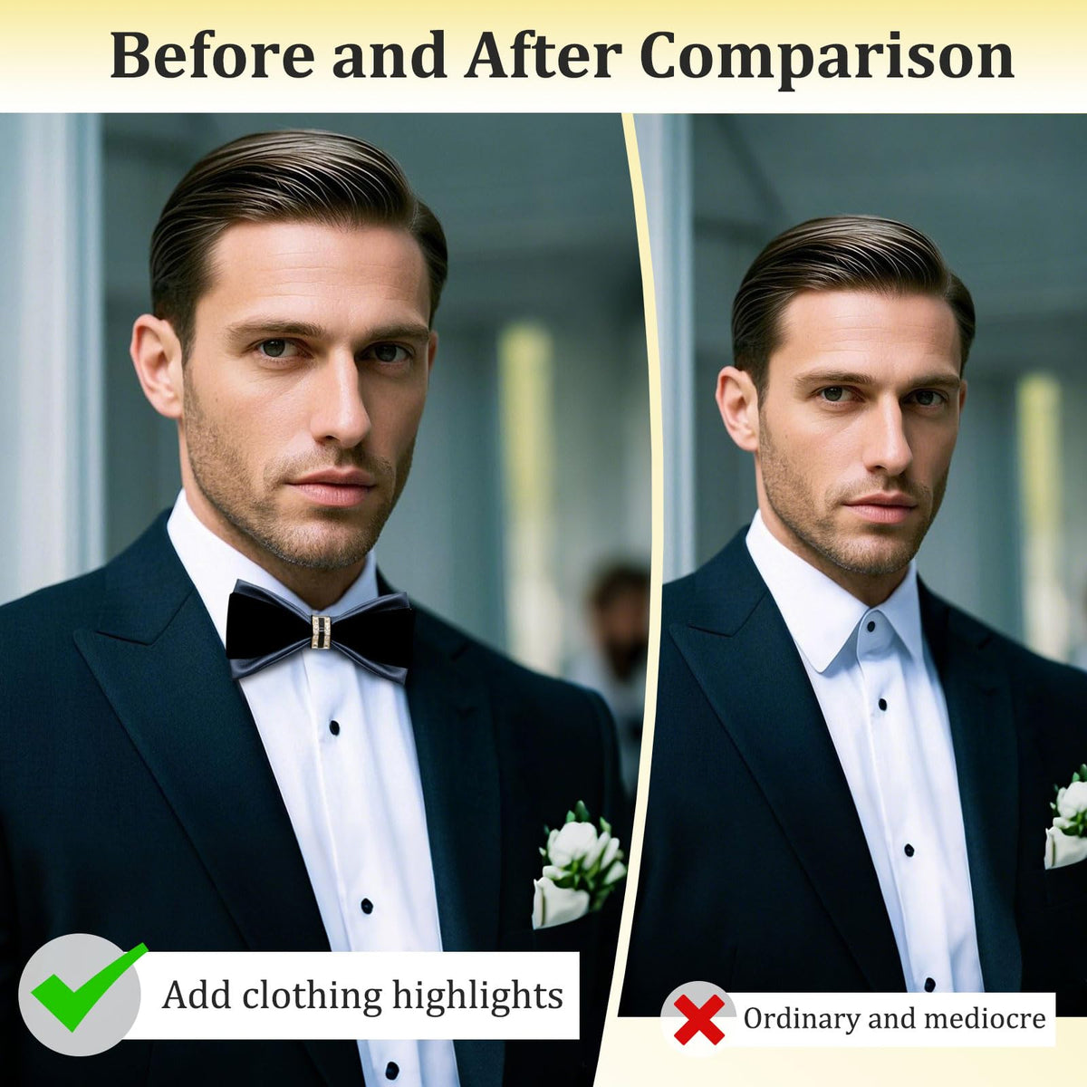 LHXzizizi Sequin Velvet Bow Tie for Men, Leather Two-tone Mens Bow Tie Adjustable Pre-Tied Bowtie Men for Wedding Party Prom (Black Blue)