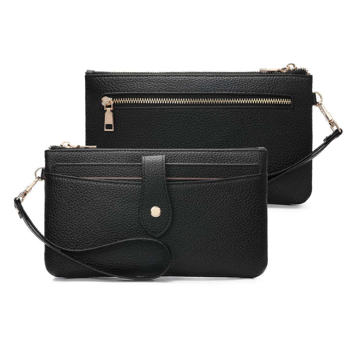 GAEKEAO Wristlet Wallets for Women Clutch Purses RFID Blocking Vegan Leather Card Phone Holder with 10 Card Slots 2 ID Window