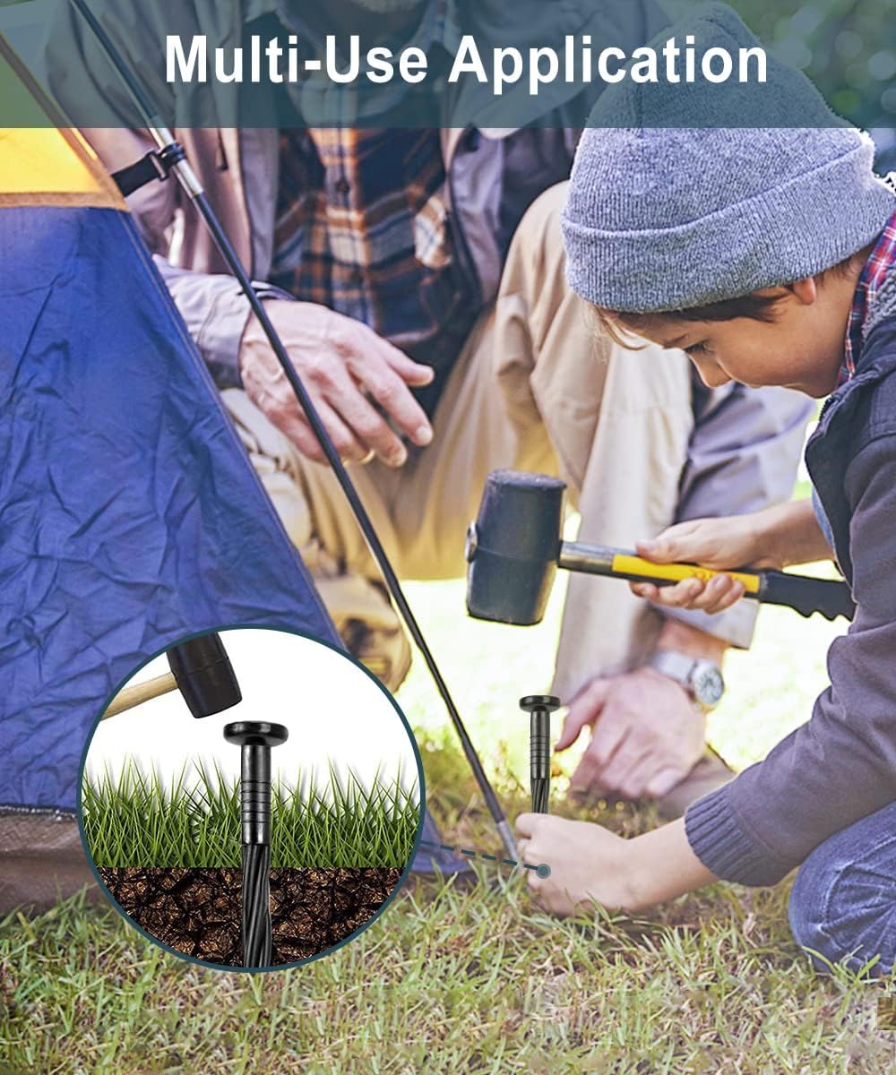 150pack 8-Inch Plastic Stakes Landscape Anchoring Nail Spiral Stakes for Weed Barrier, no dig Lawn Stakes, Lawn Edging, Garden Stakes