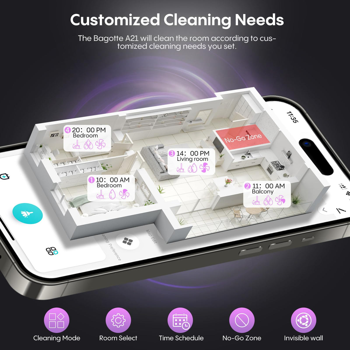 Bagotte Robot Vacuum and Mop Combo, 6000Pa Robotic Vacuum with Mapping, Self-Emptying Station for 90 Days Hands-Free Cleaning, LiDAR Navigation,Wi-Fi/App/Alexa Voice Control, for Carpets&Hard Floors
