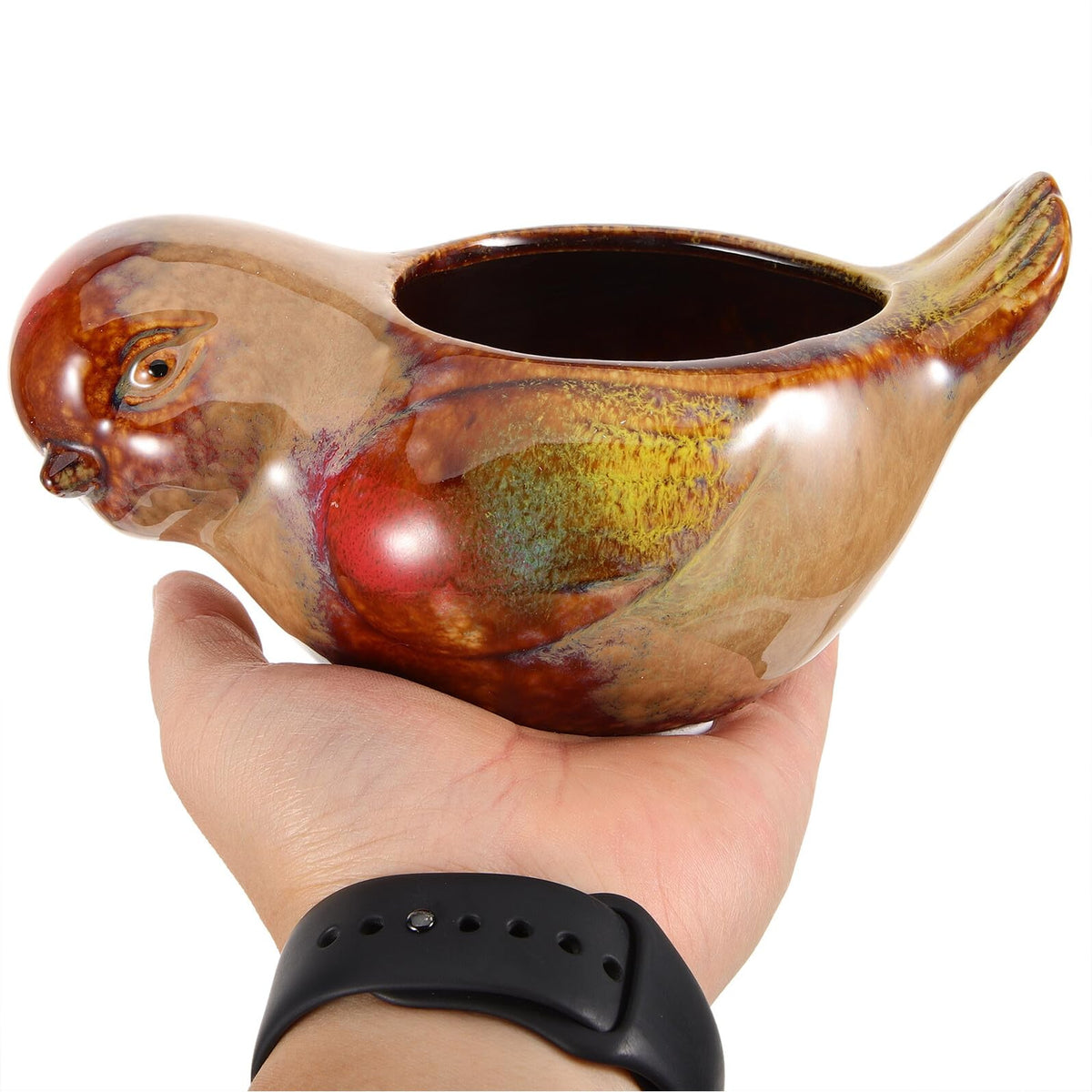 KALLORY Ceramic Succulent Planter Bird Shape Flower Pot Small Indoor Outdoor Plant Pot Balcony Railing Decorative Ceramic Pottery for Succulent Plants