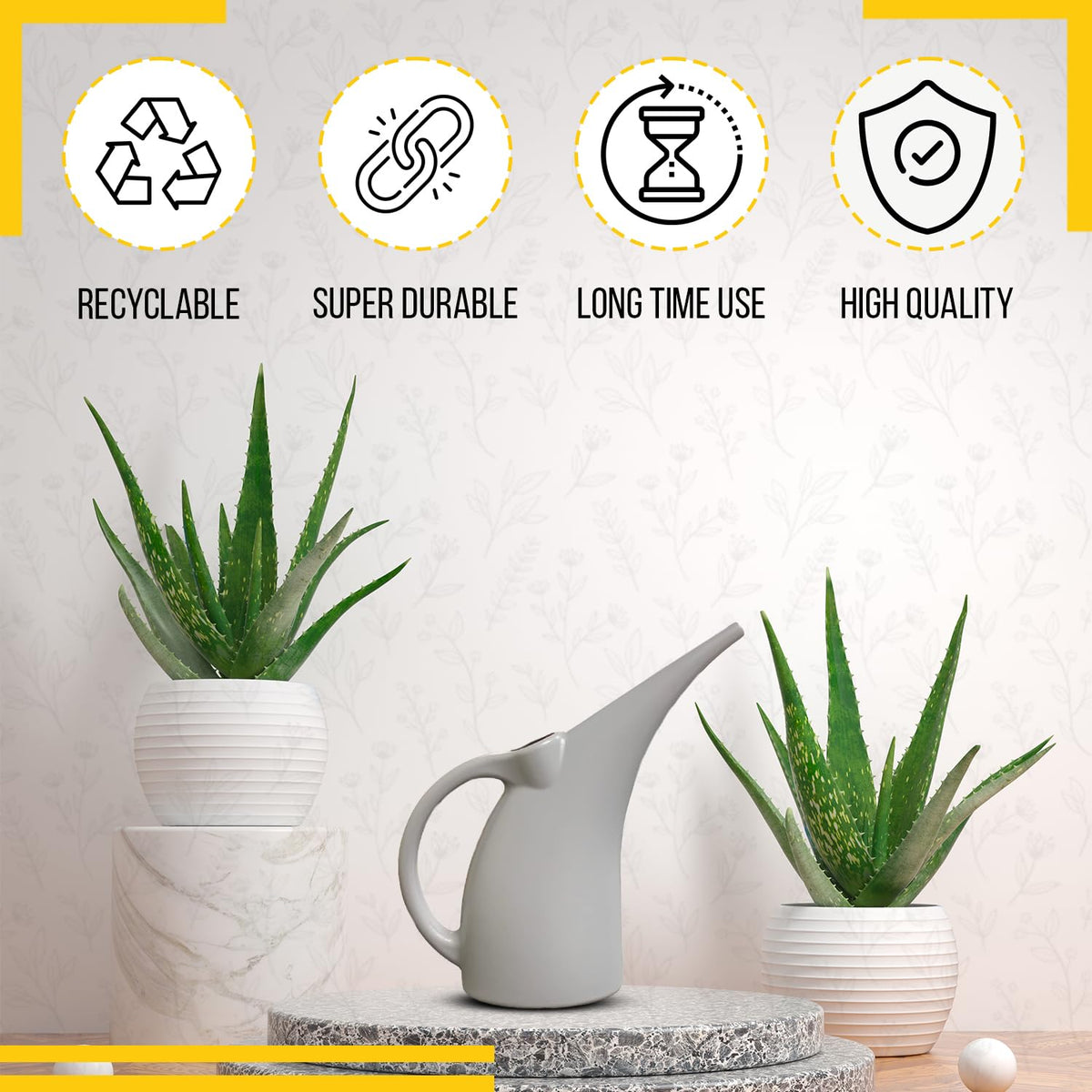 KP KOOL PRODUCTS Watering Can 1/2 Gallon - Small Watering Can for Indoor Plants - Outdoor Watering Can - Gray Plant Waterer - Plastic Watering Can for Garden - 1 Pack