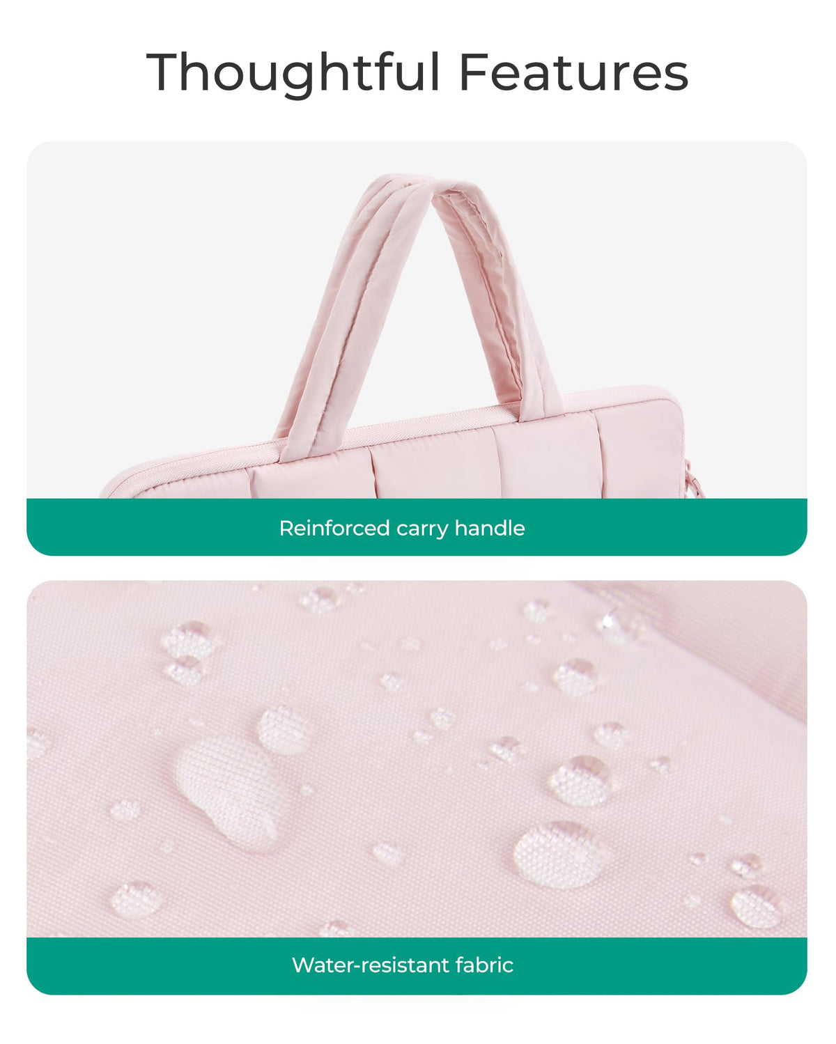 BAGSMART 13-14 Inch Laptop Case, Portable Puffy Laptop Sleeve with Handle, Compatible with MacBook Air/Pro 13.3 13.6 Inch M4 M3 M2 M1, Computer Sleeve Fitted with Dell,HP, Pink