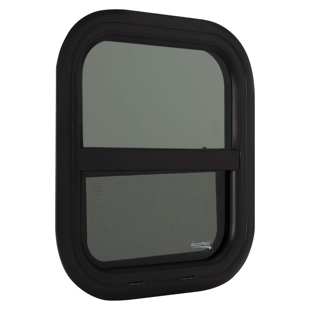 RecPro RV Window Replacement, Teardrop Style, Vertical Sliding, 14inW x 16inH, Black, Model RP-WIN, Made in USA
