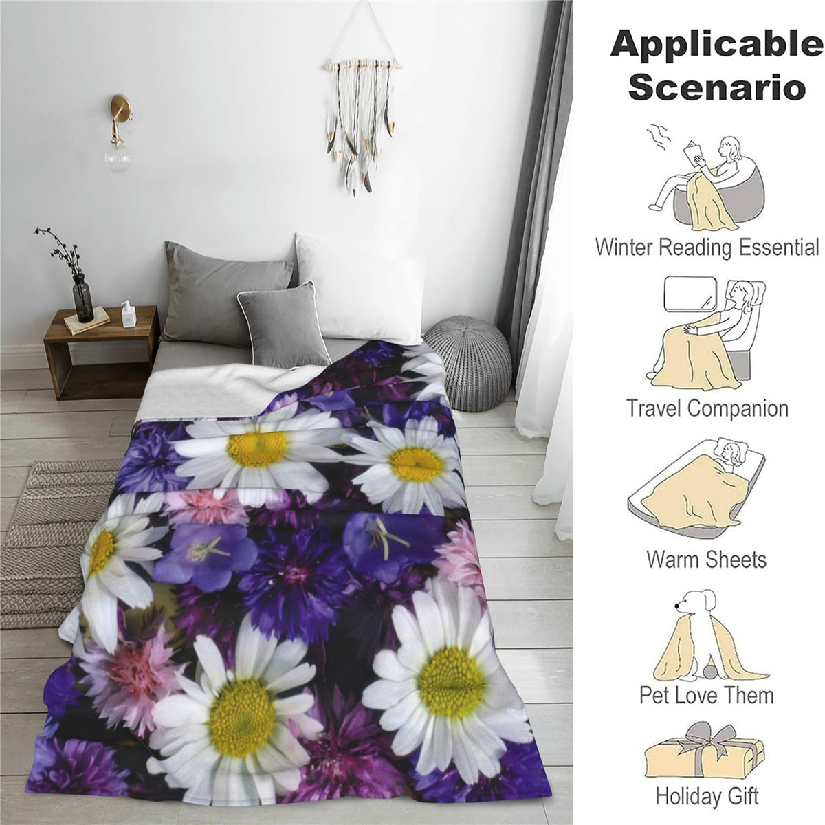 UNDAHIS Cute German Shepherd Dog Blanket, Soft Warm Cozy Throw Blanket Gifts for Adults Kids Women, Lightweight Fuzzy Comfy Flannel Blankets for Couch, Travel, Bed, Home Decor 60×50 Inch