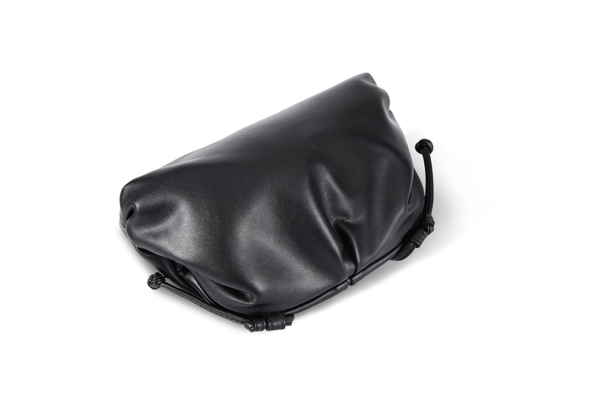 BRYCTSISEN Elegant Vegan Leather Clutch Bag for Women Dressy Pleated Cloud Dumpling Purse Super Soft PU Evening Handbag (Black, Small)