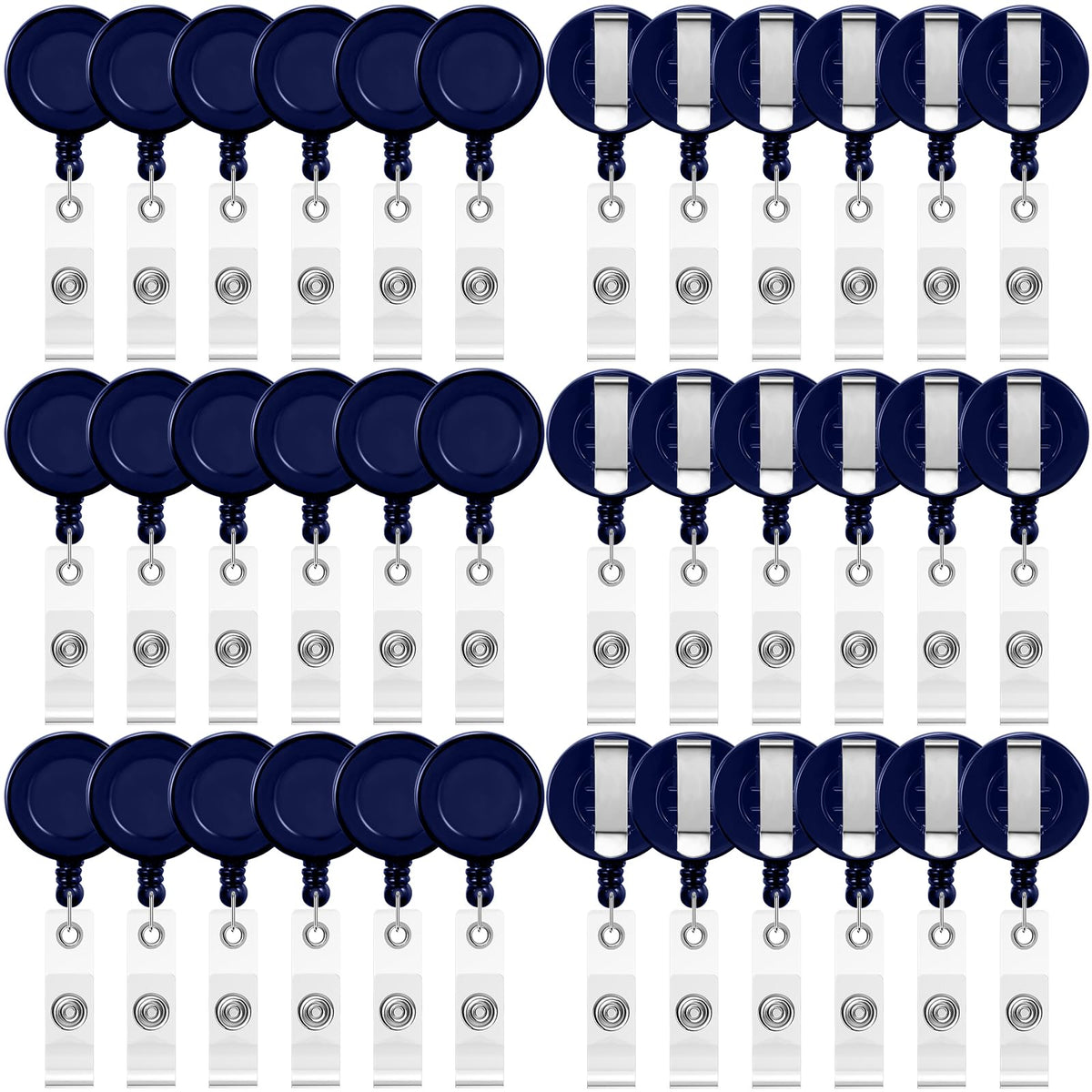 Zonon 100 Pcs Retractable Badge Reel Clips ID Card Holder Reel with Metal Belt Clip for Hanging Cards Key Chains, Name Badge Holders for Nurses Teachers Students (Dark Blue)
