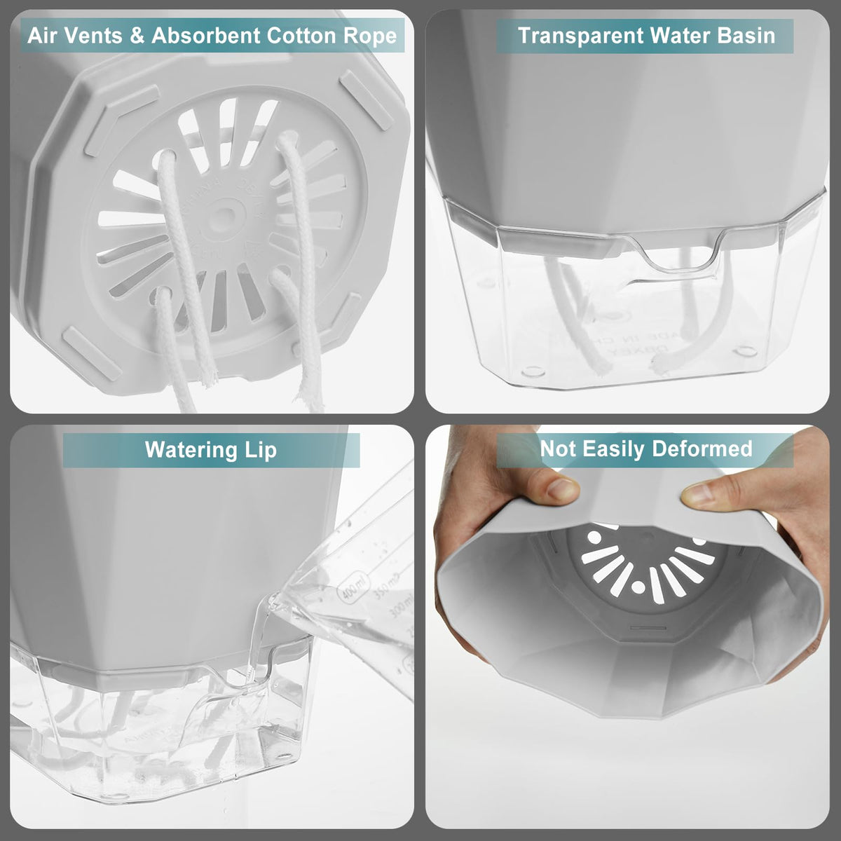 Samhe 3 Pack Self Watering Flower Pots 6.5 Inch, Plant Pots for Indoor Outdoor, Self Watering Planters with Wick Rope and Clear Reservoir