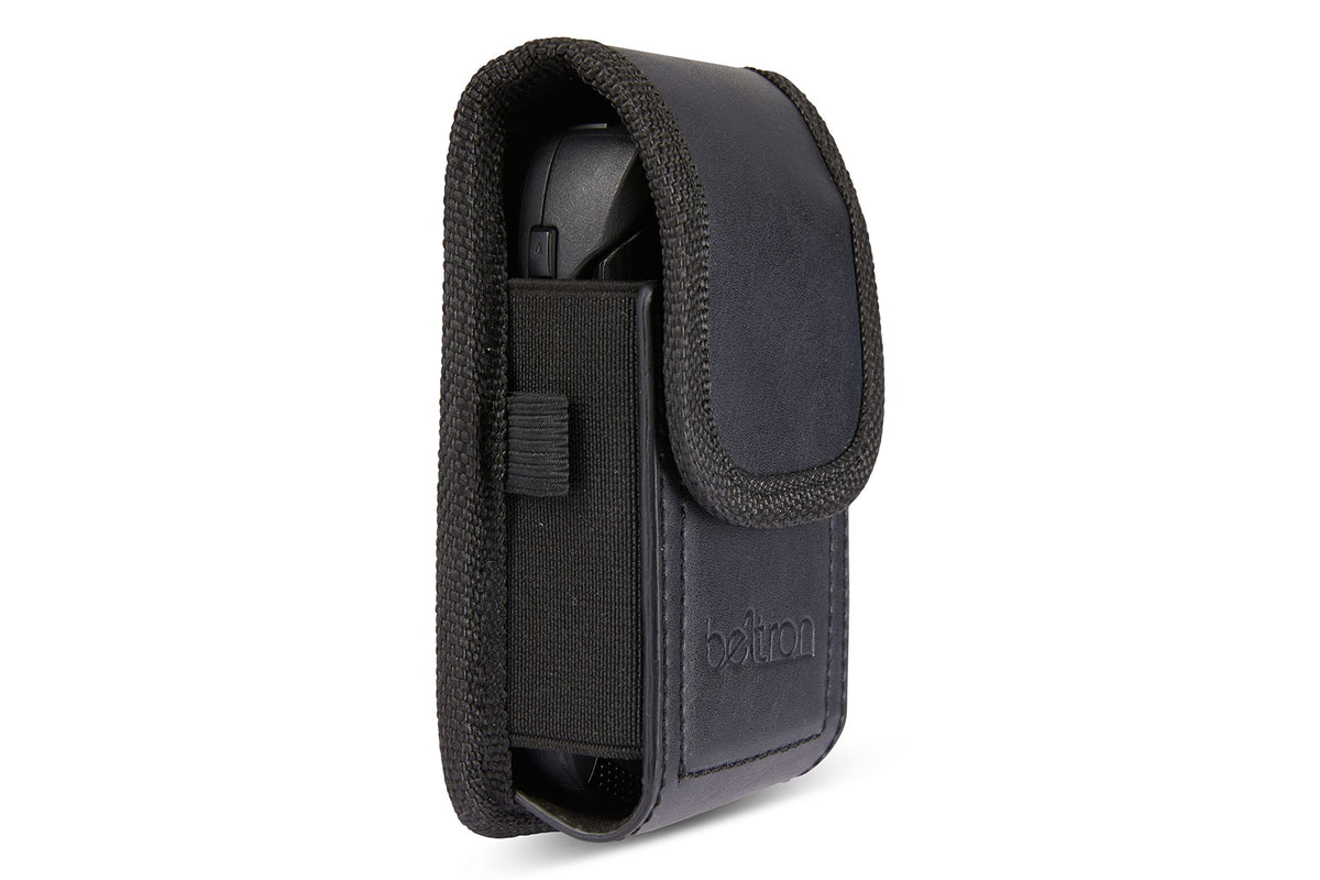 Universal Flip Phone Case, BELTRON Leather Vertical Pouch for TCL Flip Pro, Flip 3, Alcatel Go Flip 4, Go Flip V, Cingular Flip 2, Nokia 2720V & More (Belt Loop, Metal Belt Clip & Dual Magnet Closure)